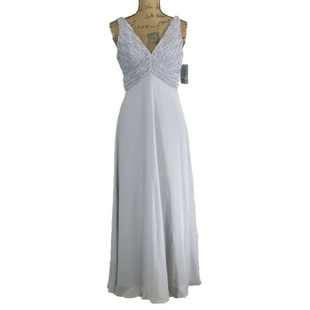 PATRA Evening Gown 6 Pale‎ Gray Dove Long Full Dress Bead Party Wedding
